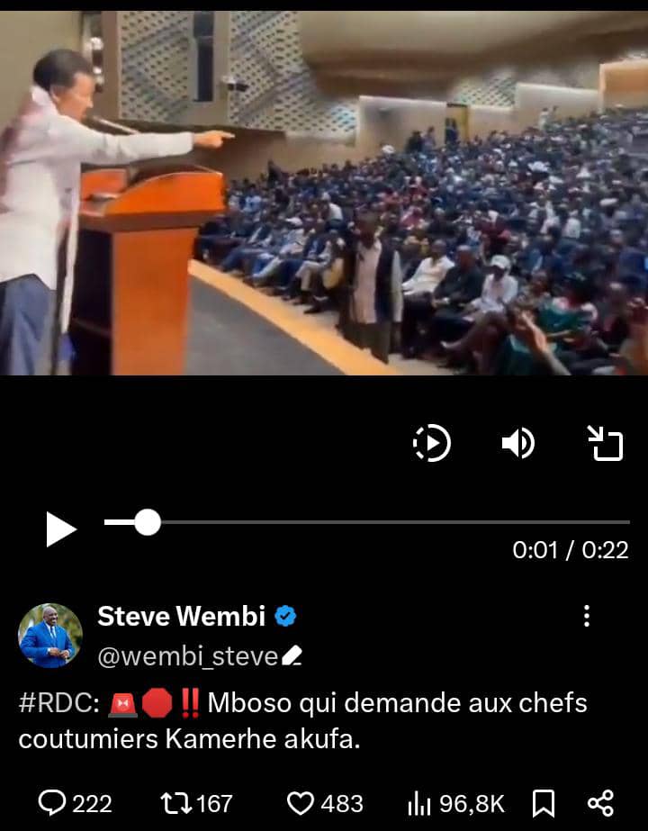 prétendue vidéo de Christophe Mboso demandant aux chefs coutumiers la mort de Viltal Kamerhe