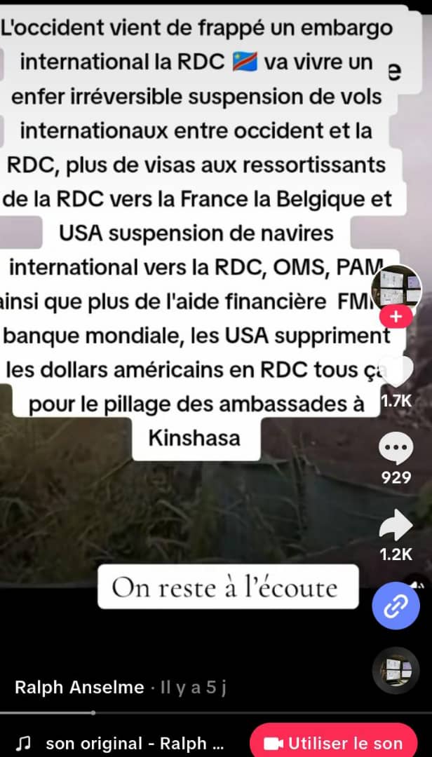 Prétendu embargo international contre la RDC
