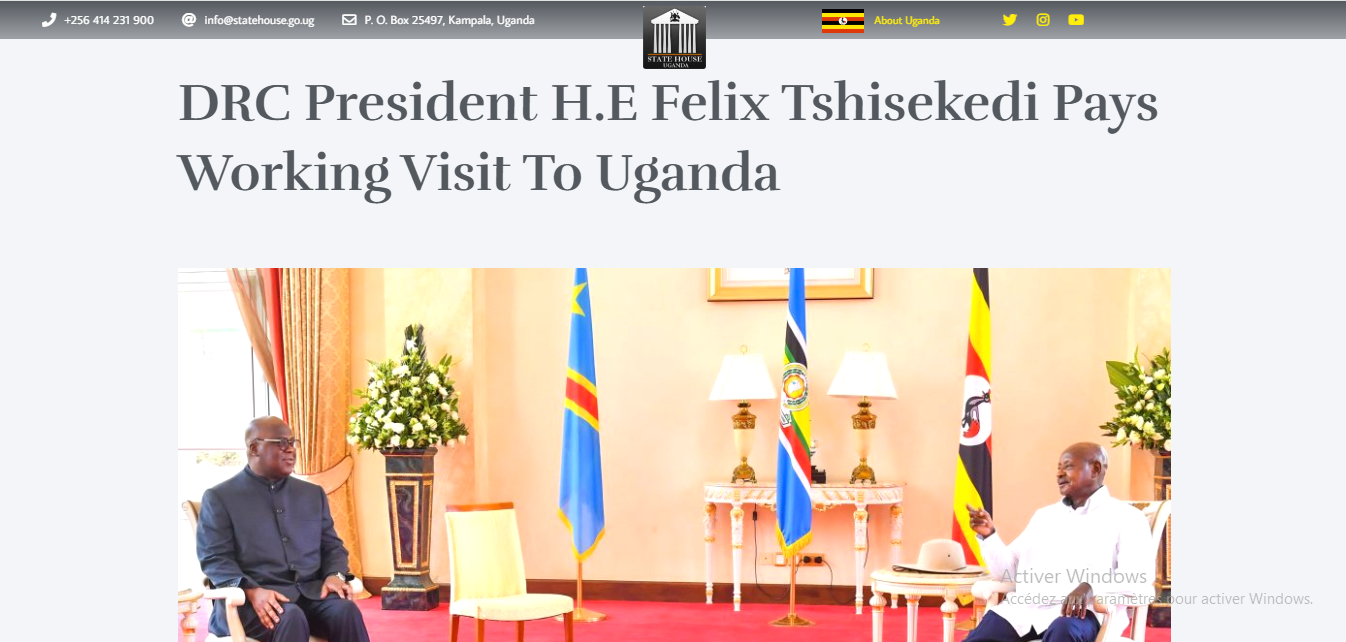 Félix Tshisekedi en Ouganda-State house Uganda site