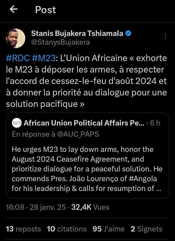 Vrai tweet de Stanis Bujakera