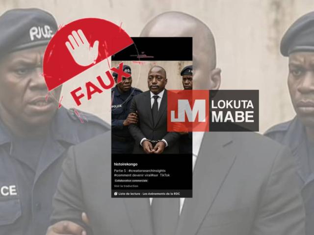 Une image générée par l'IA montrant l'arrestation de Joseph Kabila 